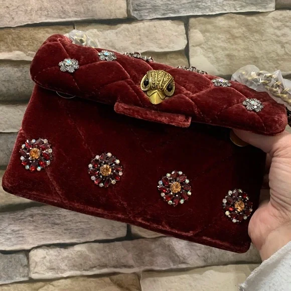 SOLD⛔️KURT GEIGER LONDON Velvet crystals silver chain convert shoulder/Crosby - Picture 16 of 16